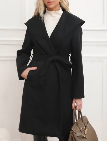 Trenchcoat med huva Svart