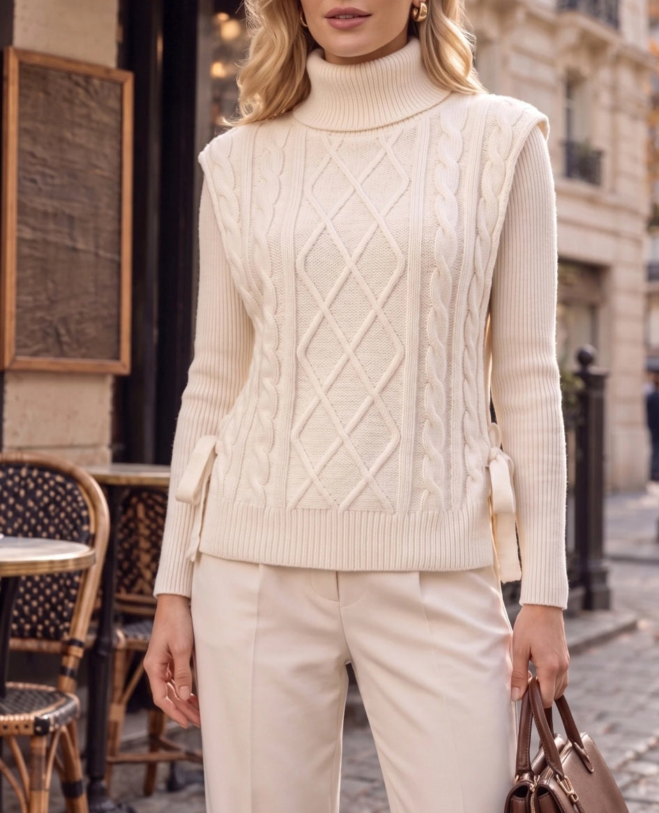 Poloväst med sidoknyt Beige