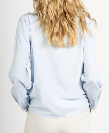 Långärmad skjorta med volanger Ljusblå