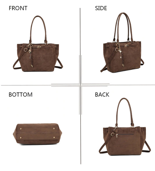 Gallantry tote-väska i mocka med berlock Brun