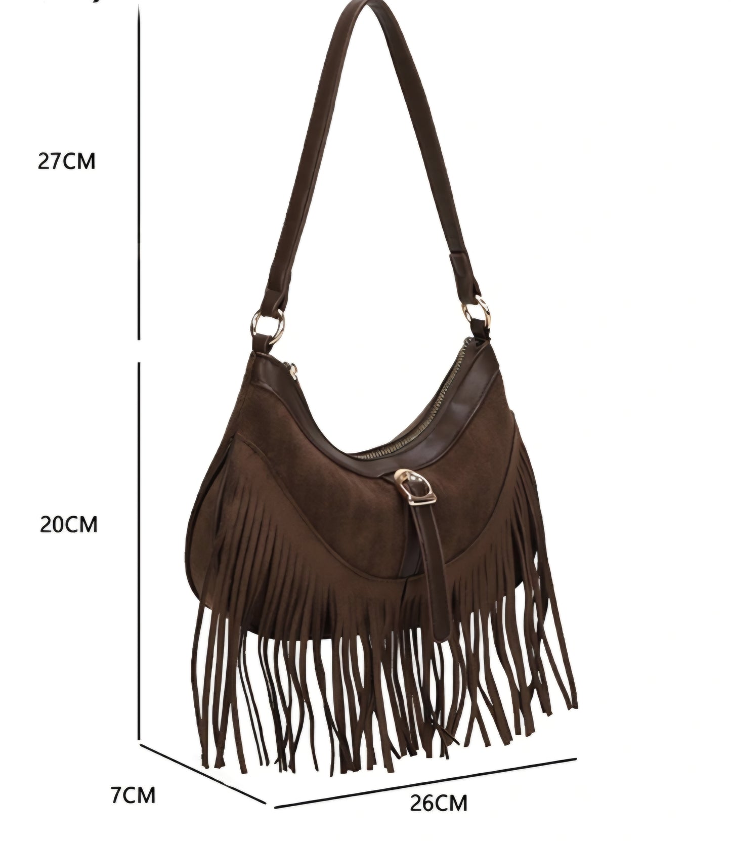 Gallantry-handväska i mocka med fransar Brun