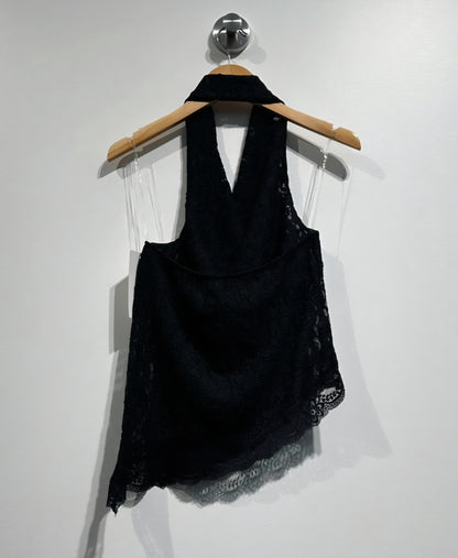 Topp stretchig spets Svart