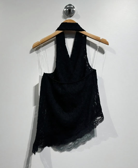 Topp stretchig spets Svart