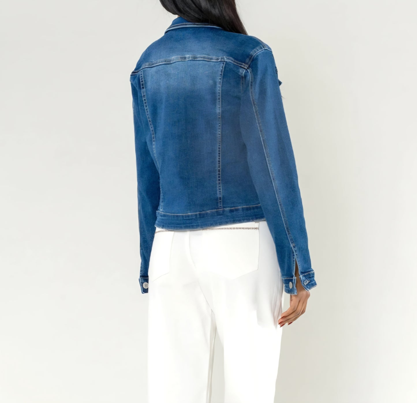 Rak Stretchig Jeansjacka Mörk