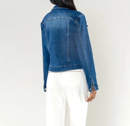 Rak Stretchig Jeansjacka Mörk