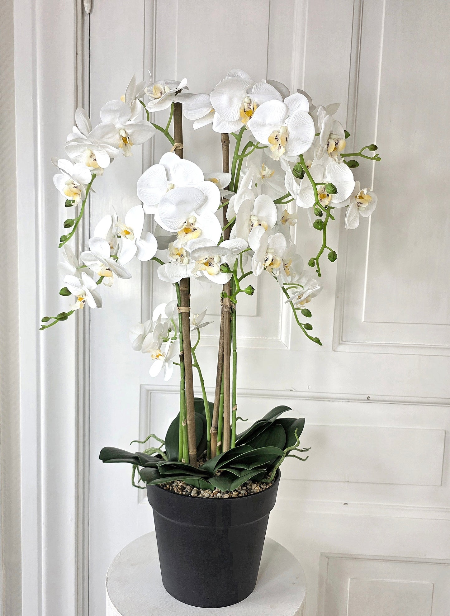 Konstgjord Orkidé 80 cm, 8 stam Vit