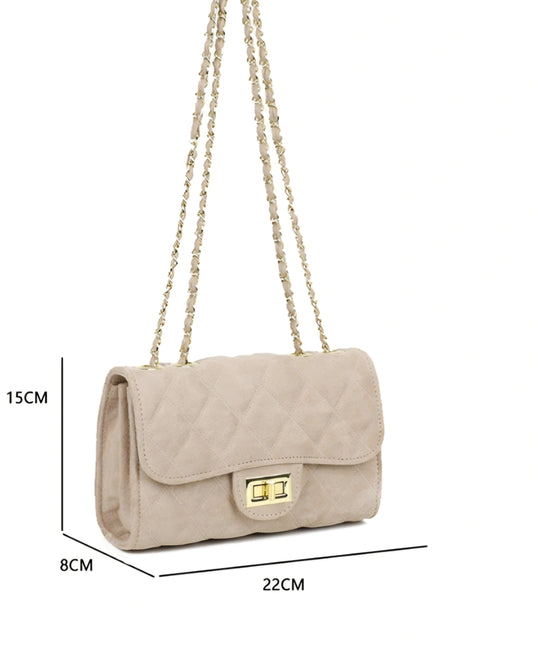 Gallantry quiltad axelväska Beige