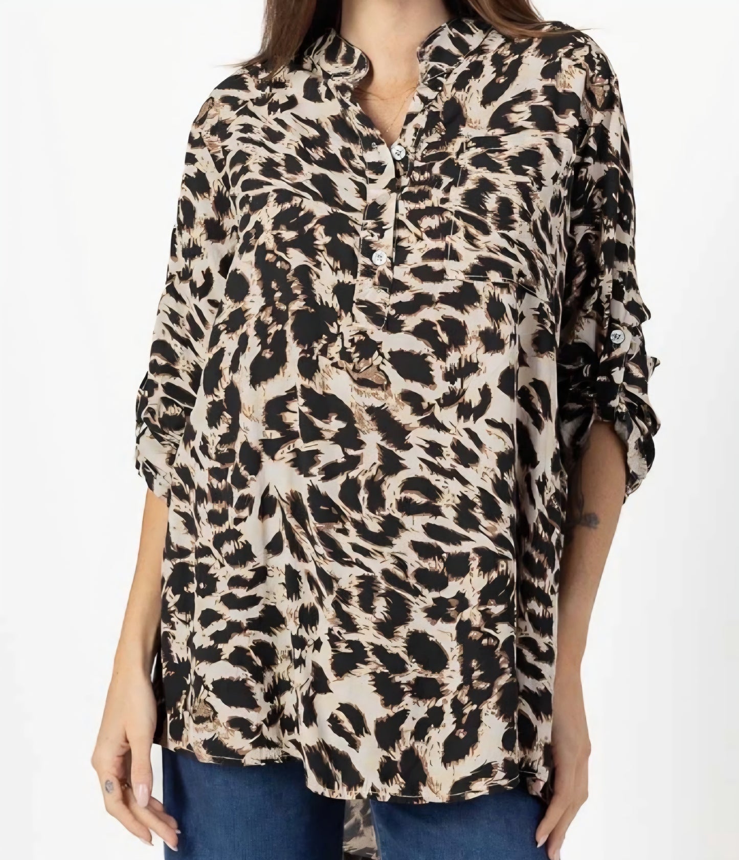 Skjort tunika leopard Taupe