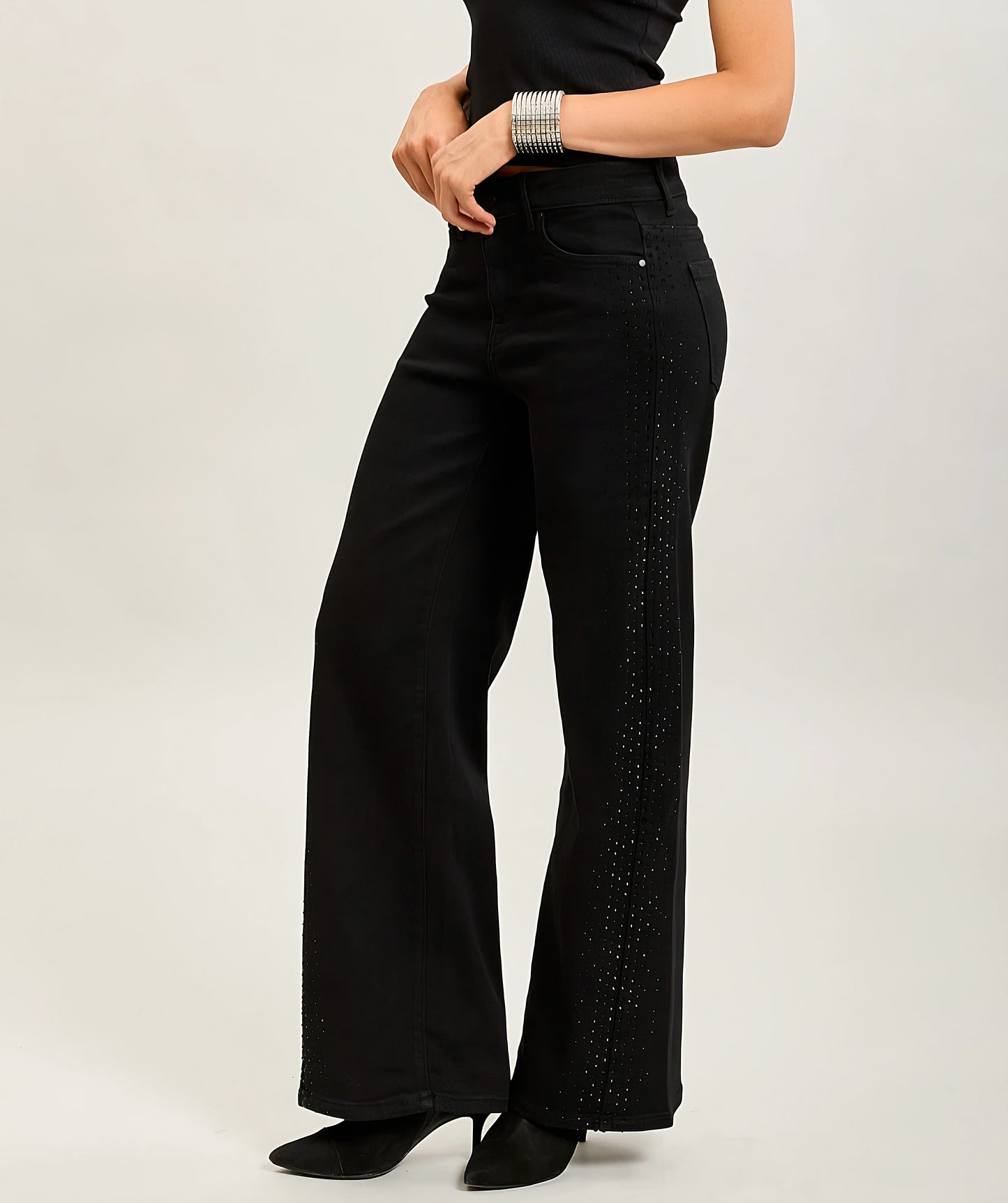 Toxik raka, stretchiga jeans med strass Svart