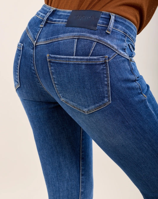 Toxik skinny push-up stretchjeans Mellanblå