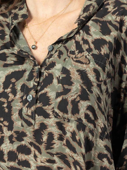 Skjort tunika leopard Grön