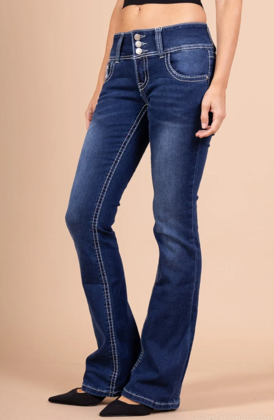 Vida jeans med stretch, Mörk