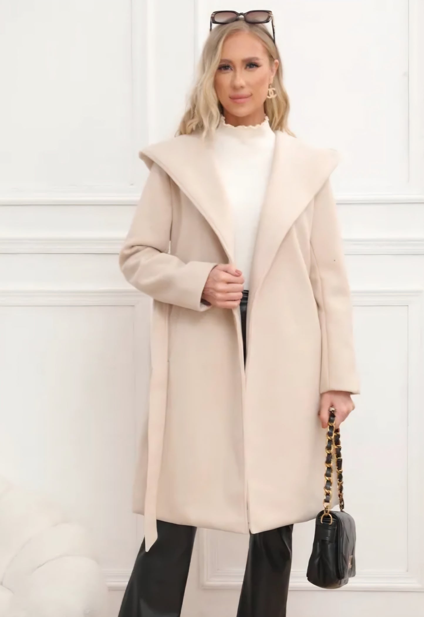Trenchcoat med huva Beige