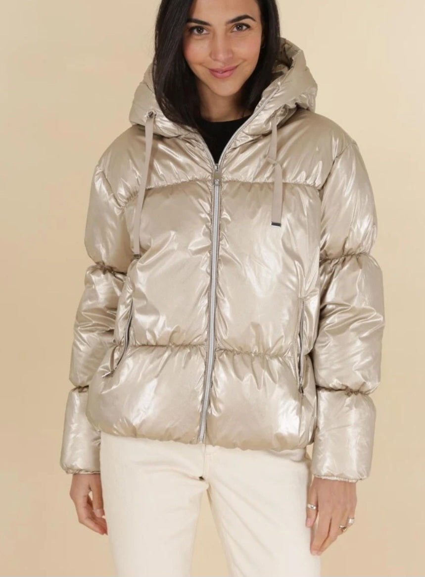 Glansig pufferjacka Champagne