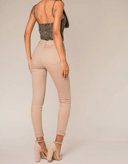 Stretchiga jeans skinny Beige