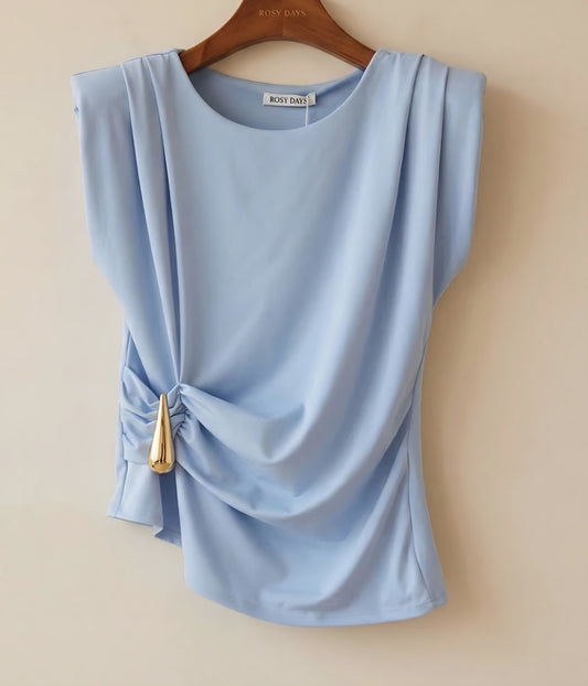 Axelvadderande topp Ljusblå