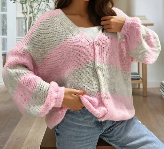 Bred randig kofta Rosa