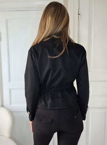 Kort jacka i mockaimitation Svart