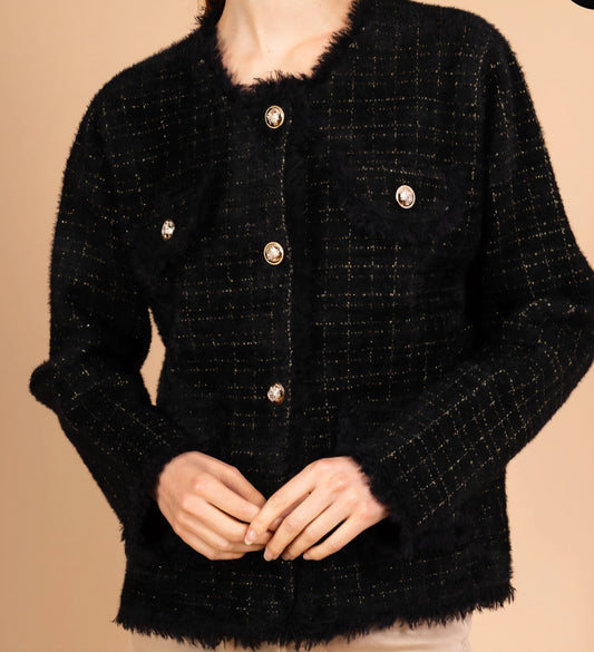 Tweed jacket/kofta Svart