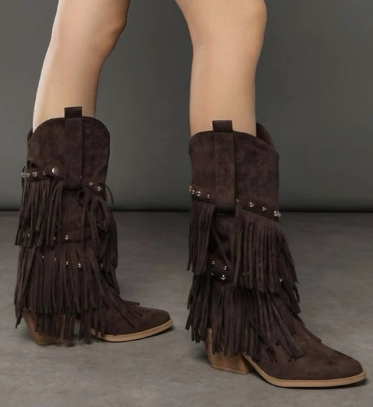 Cowboystövlar i konstmocka Brun