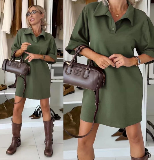 Elegant skjortklänning Grön