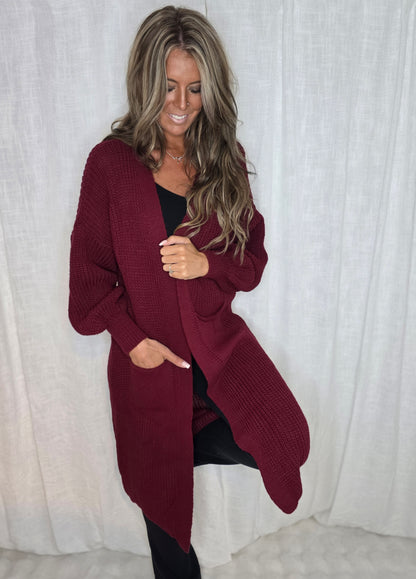 Cardigan  Lång Penny Vinröd