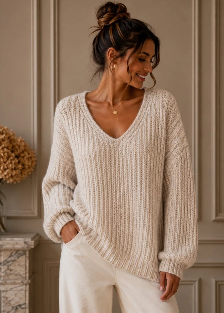 Stickad tröja Tina Beige
