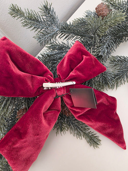 Rosett Röd sammet 15x20 cm spänne/clips