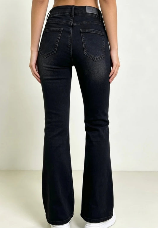 Utsvängda stretch jeans Antracit grå