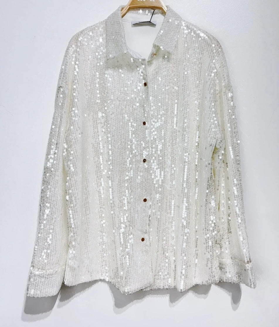 Paljettskjorta Vit