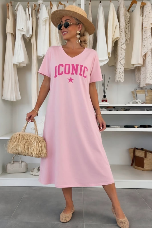 ICONIC t-shirtklänning Rosa