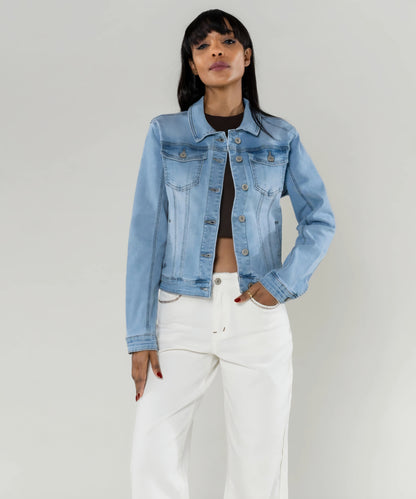 Rak Stretchig Jeansjacka Ljus