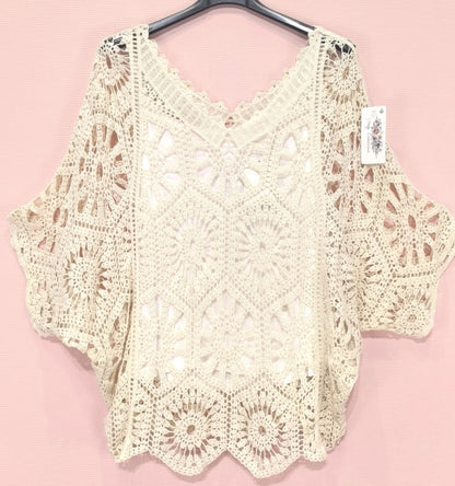 2-delad virkad topp Beige