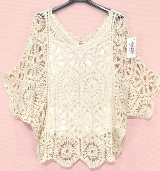 2-delad virkad topp Beige