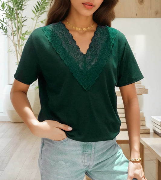 Extra stretchig Alpingrön ribbad t-shirt/lång