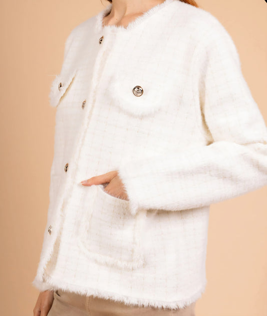 Tweed jacket/kofta Vit