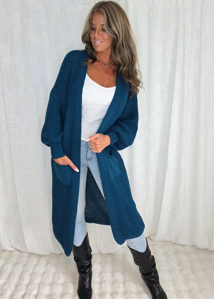 Cardigan lång Penny Petrolblå