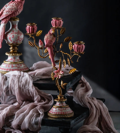 Ljusstake Fågelblad Rosa
32 cm