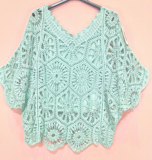 2-delad virkad topp Mintgrön