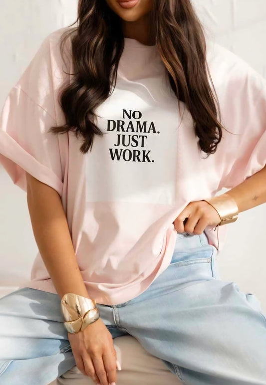 Tryckt överdimensionerad t-shirt - 100 % bomull Rosa