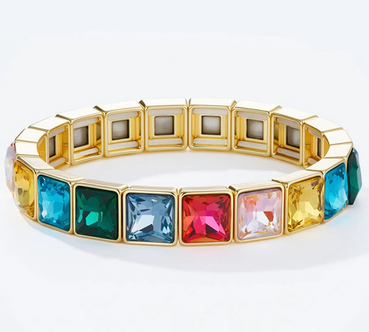 Elastiskt armband Regnbåge Nickelfritt