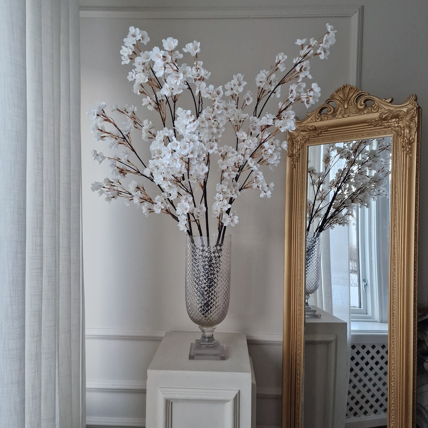 Konst Körsbärsblom 90 cm Vit