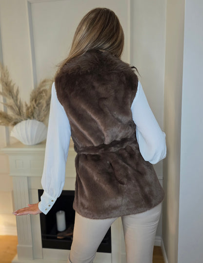 Fuskpäls Väst Brun