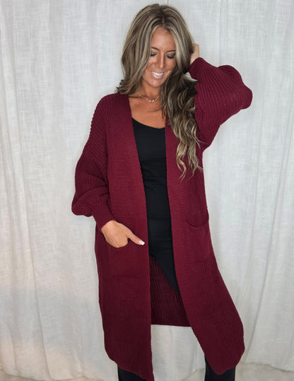 Cardigan  Lång Penny Vinröd