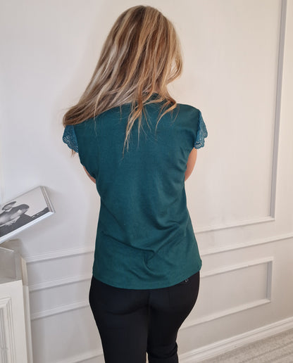 Extra stretchig Alpingrön ribbad t-shirt