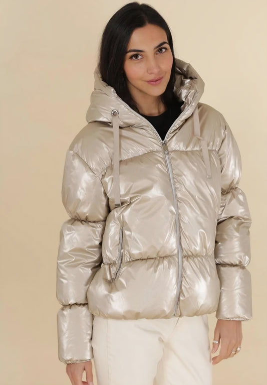 Glansig pufferjacka Champagne