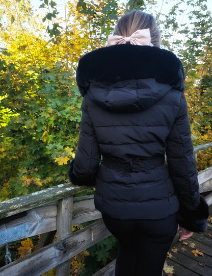 Dunjacka Ally med fuskpäls Svart