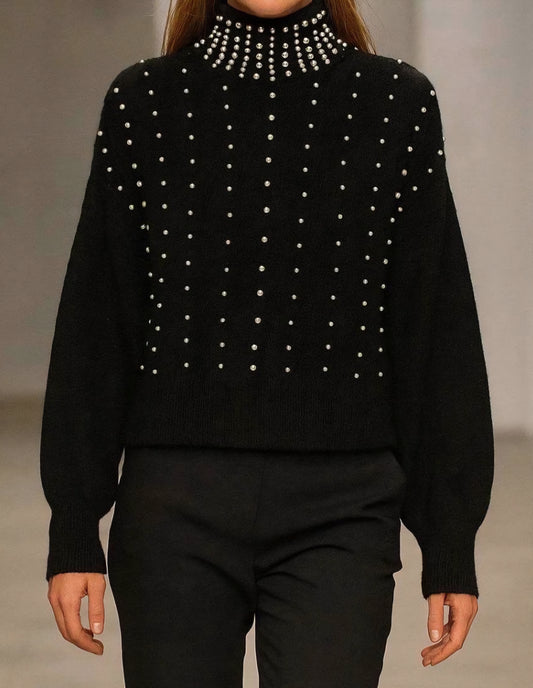 TRÖJA MED PÄRLOR Svart
