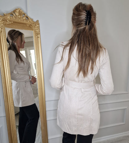 Lång Mockajacka Perfecto Beige