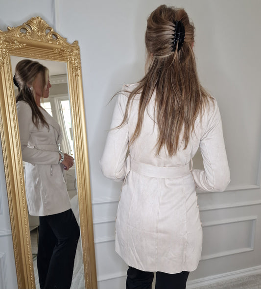 Lång Mockajacka Perfecto Beige
